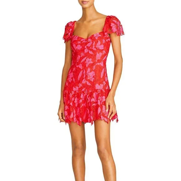 slim fit dress slacks Betty Lace Fit and Flare Mini Dress • Shop American Threads Dress Shop Crimson / M main image 1